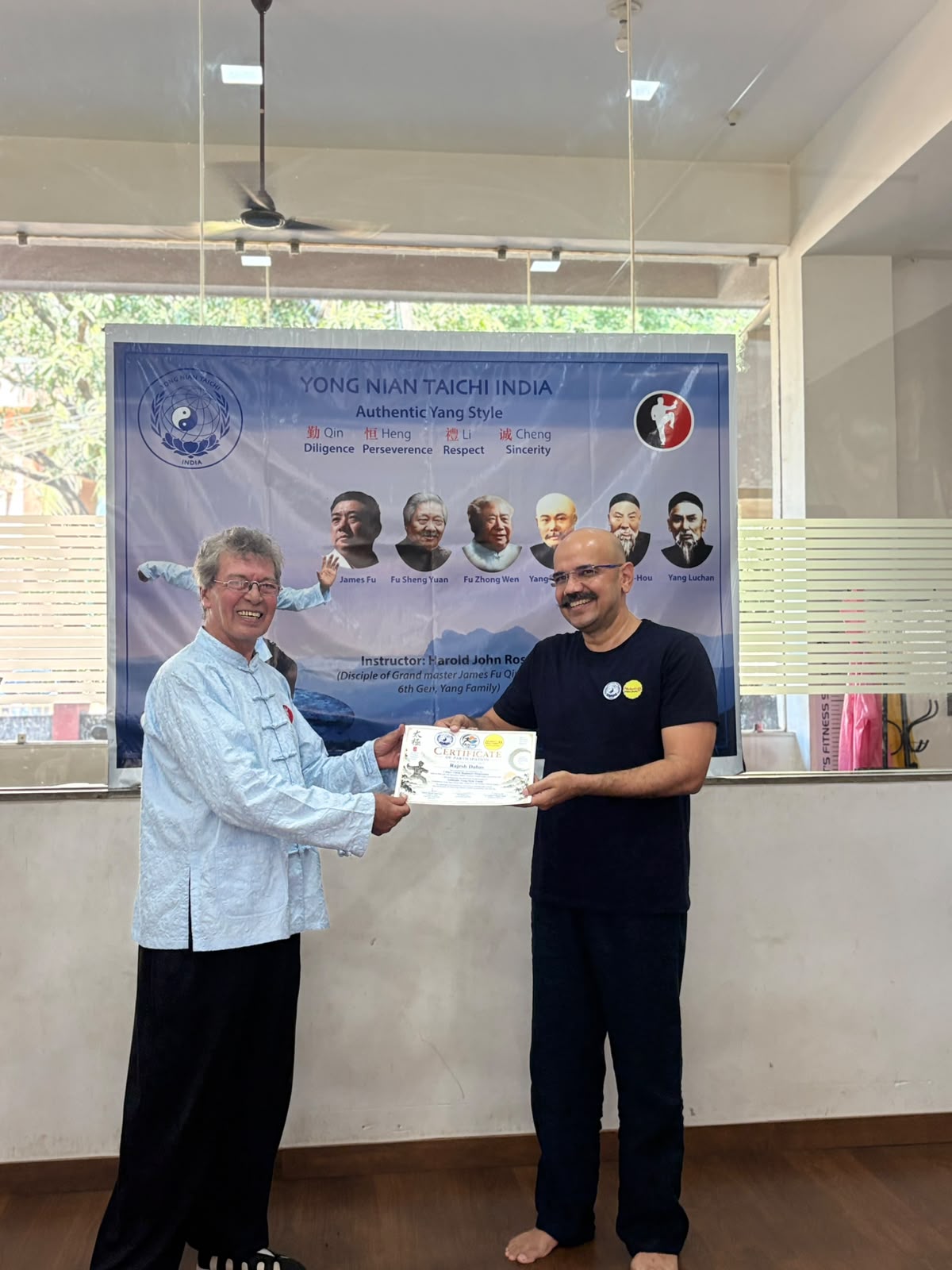 Certificate presentation — Yong Nian Taichi India Certificate presentation — Yong Nian Taichi India